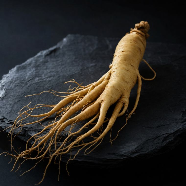 A whole Panax ginseng root