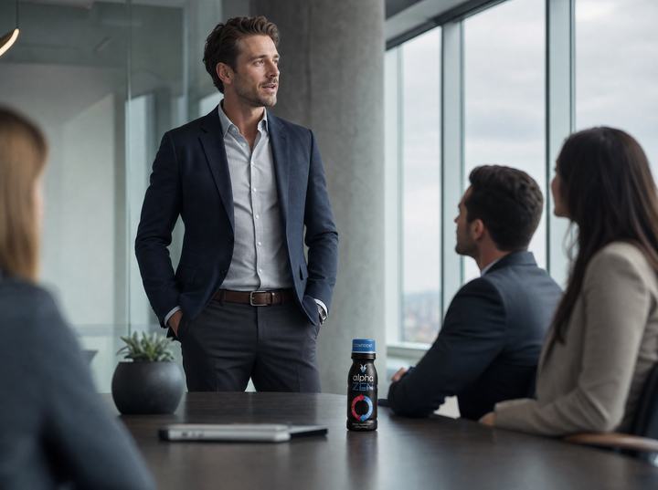 A professional presenting calmly in a boardroom